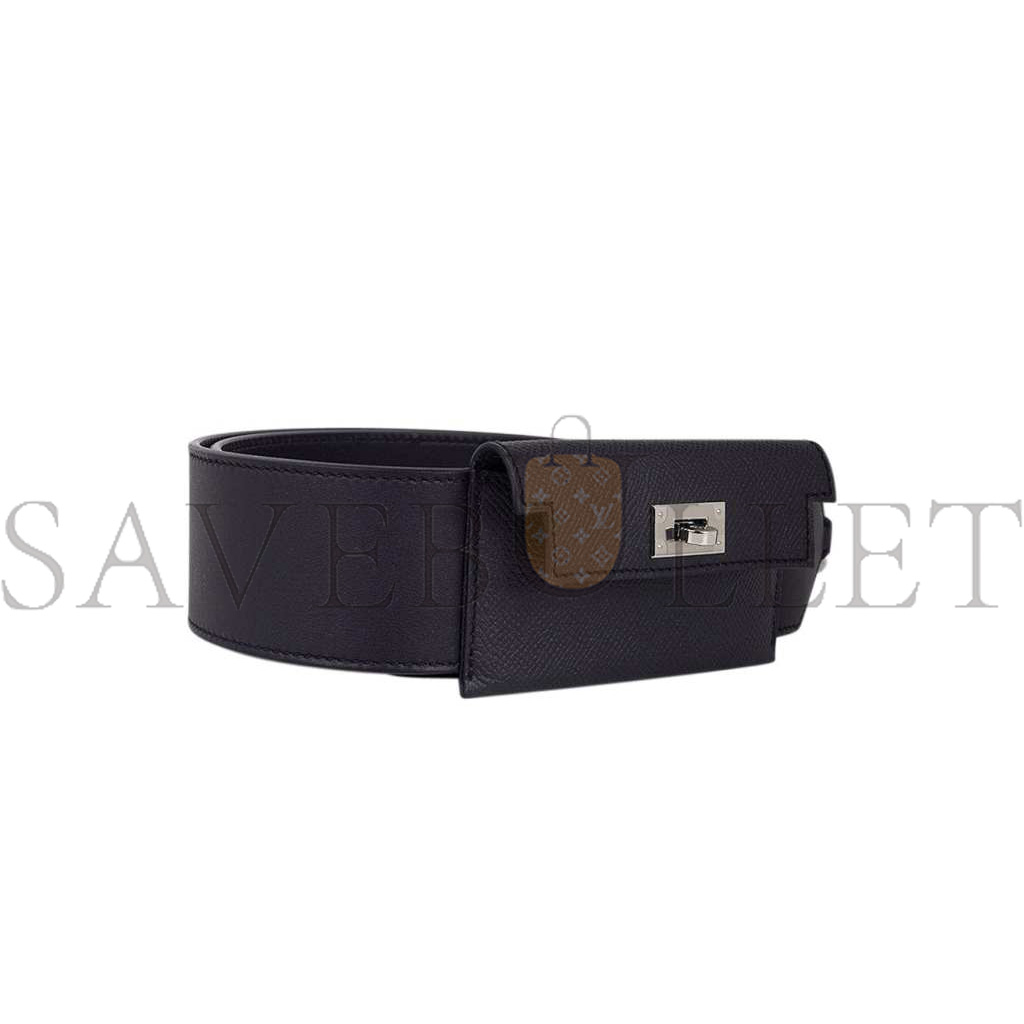 HERMES SWIFT EPSOM POCKET KELLY SHOULDER STRAP BLACK (5cm)